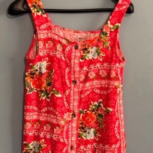 LC Lauren Conrad Vibrant Red Floral Top